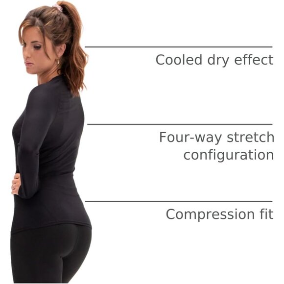 Women's Compression Shirts 3 Pack Long Sleeve Athletic Workout Tops - Picture 4 of 8